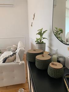 Green Macrame Basket Wooden <b>Lid</b> Storage Organizer Handmade Stylish Functional Decorative for Bedroom Kitchen Living Room - Product Image 3