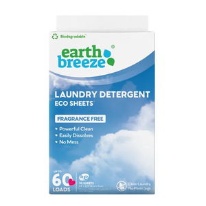 ขายดีผงซักฟอก Earth Breeze-กลิ่นสดชื่น-เหยือกพลาสติกไม่มี (บรรจุ60ชิ้น) 30แผ่นเทคโนโลยีไร้ของเหลว - Product Image 1