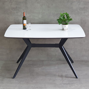 Modern Style 130x80cm Rectangular <b>Dining</b> <b>Table</b> with Tiled Top and Rounded Iron Legs Stable and Assembled BA68185 - Product Image 5
