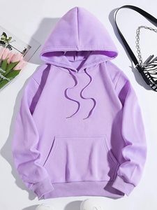 Sudaderas con capucha de algodón de color púrpura claro de calidad superior Logotipo impreso personalizado Sudaderas con capucha gruesas lisas de peso pesado Jerseys - Product Image 6
