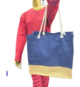 Bolsos de mano de lona con estampado de algodón de estilo veraniego con asas de cuero, múltiples estilos, colores y tamaños, para compras en la playa - Product Image 5