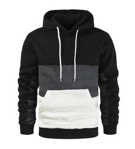 Otoño Invierno sudaderas con capucha casual patchwork capucha pullover sudaderas logotipo personalizado color bloque manga larga hombres sudaderas unisex - Product Image 3