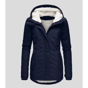 Chaqueta con Capucha de Piel de Oveja Teñida en Color Sólido para Mujer |   Abrigo de Invierno Cálido con Forro Polar, Cierre y Bolsillos, Estilo Vintage, Manga Larga - Product Image 6