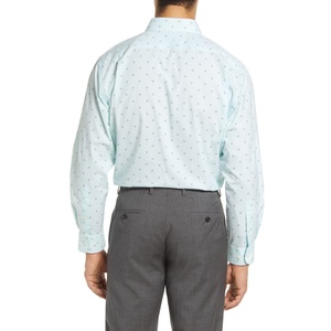 Camicia Nordstrom ODM Verde con Motivi Geometrici e Floreali in Popeline, Vestibilità Tradizionale, Non Stiro, Taglie 15-32, Colletto alla Coreana - Product Image 3