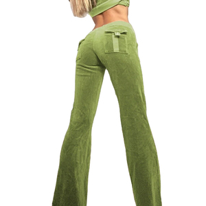 Ensemble de survêtement pour femme en velours vert d'hiver, 2 pièces, réversible, respirant, écologique, polyester/coton, jogging, sweat-shirt, pantalon - Product Image 3