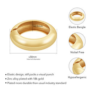 Ultimo 18K placcato oro lega di zinco gioielli liscio ampio ricurvo risvolto bracciale antiproiettile braccialetto Punk ipoallergenico B242433 - Product Image 2