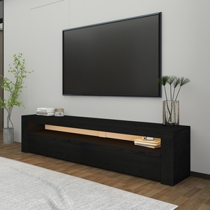 Elegance Bati Soporte de TV de madera iluminado Luz LED negra Diseño del hogar Puertas de gabinete Entrada Sala de estar Ascensor de TV Muebles funcionales - Product Image 3