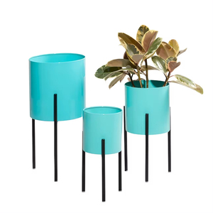 Maceta de hierro hecha a mano de Metal Noorims con soporte esmaltado sin costuras patrón de hojas multicolor soporte recubierto de polvo para el jardín del hogar - Product Image 2