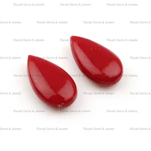 11x20mm Red Coral Synthetic Pear Smooth Briolette Opaque Gemstone Loose Calibrated Stone For Jewellery Earring Making