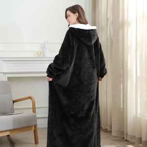 ผ้าห่มมีฮู้ดผ้าสักหลาดขนาดใหญ่ผ้าฟลีซผ้าฝ้าย/โพลีเอสเตอร์มีฮู้ดสำหรับดูทีวีสวมใส่ให้ความอบอุ่นในฤดูหนาว - Product Image 2