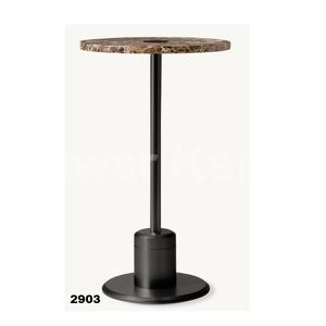 Table d'appoint ronde en acier inoxydable noir et marbre supérieur avec poli à la main et métal fini pour la maison, hôtel et bureau - Product Image 1