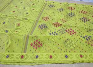 Exclusif Qualité Export Deshi Dhakai Jamdani Sharee pour Femme JAMDANI FABRIC Bleu ROUGE VERT Doré Bleu Ciel du Bangladesh - Product Image 6