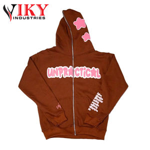 OEM Design Full Zip up <b>Hoodie</b> for Men French Terry Blank <b>Hoodie</b> Puff Print Casual Acid Wash Custom Hoodies by VIKY INDUSTRIES - Product Image 6