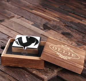 New Arrival Decorative Creative Wooden Cigar <b>Ashtray</b> Outdoors and Indoors Portable Ash Tray - Product Image 5