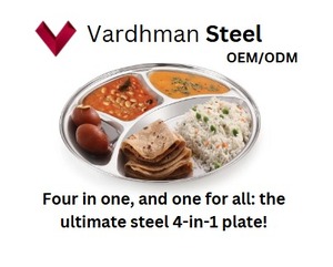 Plaque à compartiments ronde 4 en 1 en acier inoxydable avec 4 sections Assiette à dîner jetable pour mariages et cadeaux Matériau PP - Product Image 4