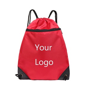 Custom Logo Large Size Nylon Drawstring <b>Gym</b> <b>Bag</b> with Zipper Pockets Waterproof Sports Backpack for <b>Women</b> and Men - Product Image 3