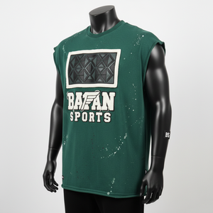 Camiseta 100% algodón para hombre, corte holgado, estampada, tela de jersey de algodón de primera calidad, transpirable, diseño de logotipo con apliques verdes. - Product Image 4