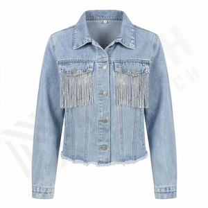 Chaqueta Vaquera para Mujer a Precio Económico, Corte Ajustado, Otoño, Algodón Crudo, Alta Calidad, Moda, Estilo Urbano - Product Image 1