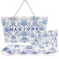 3 Pcs Set Tas Mahjong Kosong untuk Ubin dan Rak, Tas Mahjong Amerika, Tas Travel, Tas Jinjing, Aksesoris Lucu, tas mahjong