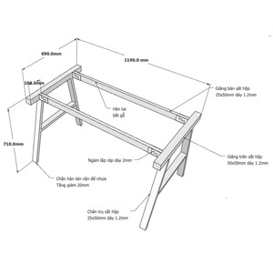 Pieds de table en acier de conception industrielle AConcept HCAC004, 1200x700mm, robustes, pour tables basses, bancs, aluminium, assemblage requis - Product Image 3