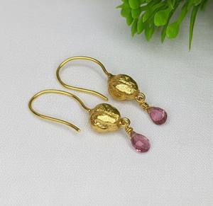 Pendientes de Turmalina con Baño de Oro de 18K y Plata 92.5 - Joyería Elegante y Lujosa con Piedras Preciosas para Uso Diario, Bodas y Fiestas - Product Image 5