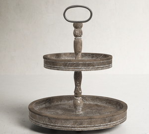 Soporte para Pastel de Dos Niveles Estilo Vintage Blanco Real, Asa de Metal Dorado, Material Ecológico de Grado Alimenticio, Color y Forma Personalizables - Product Image 2