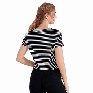 Vente en gros Crop Tops T-Shirts pour femme Sports Yoga Training Manches courtes Ras du cou Crop Top Femmes T-Shirt - Product Image 2