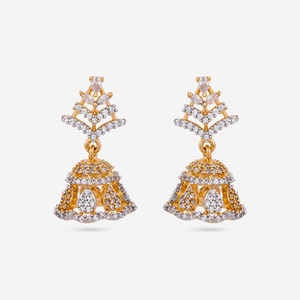 Pendientes Colgantes Religiosos Vintage de Latón y Cobre con Detalles de Diamantes, Chapados en Oro, Opción de Regalo para Fiestas/Eventos - Product Image 1