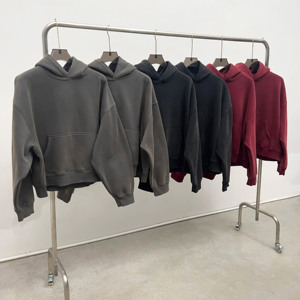 Sudadera con capucha de corte regular con cremallera y lavado ácido personalizado, OEM, de peso pesado, para hombre, estilo casual urbano, con estampado en relieve, 100% forro polar. - Product Image 6