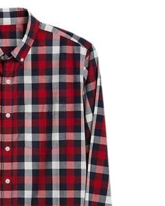 Camisa a cuadros personalizada para hombre, roja, azul marino y blanca, de manga larga, informal, de franela de algodón, suave, para uso diario, al por mayor. - Product Image 2