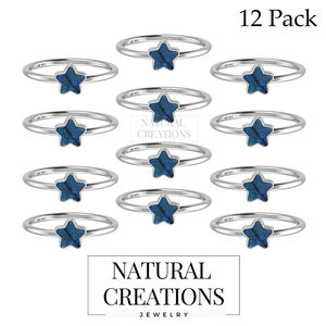 925แหวนเงินซ้อนกันได้ตั้งขอบรูปดาวลาบราดอไรต์ธรรมชาติฝานแฟนซีอินเทรนด์แฟชั่น unisex - Product Image 2