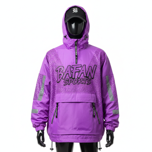 Veste coupe-vent pour femmes en nylon et polyester, respirante, style panneau violet, impression de logo personnalisée, veste coupe-vent pour femmes - Product Image 6