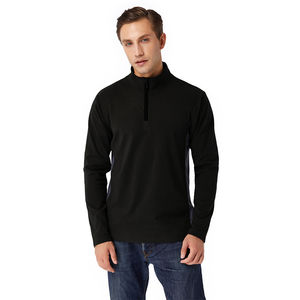 Hommes de grande taille de logo personnalisé coupe ajustée confortable doux couleur unie à manches longues polaire chaude - Product Image 2