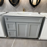 Meuble de salle de bain de luxe en bois massif sans jointure à double vasque, style moderne, pour hôtels et cuisines contemporaines