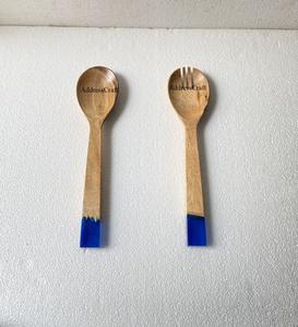 Juego de servidor de ensalada de madera de mango a precio de fábrica con mango de resina decorativo, herramientas para ensalada, mezclador de ensalada, Spinner SS, cubiertos, cuchara, tenedor - Product Image 4