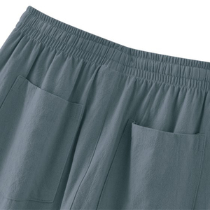 Factory Rate <b>Linen</b> Cotton <b>Men's</b> <b>Casual</b> Pants Elastic Waist Drawstring Midweight Straight Legs Loose Fit Eco-Friendly Breathable - Product Image 5