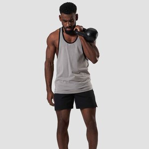 New Wholesale Custom Men's Gray Cotton Tank <b>Top</b> O-Neck Solid Color Breathable Casual Singlet Knitted Fit - Product Image 5