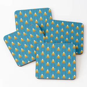 Mango/Acacia Wood Over Printed <b>Round</b> Eco-Friendly Tea Serving Coasters <b>4</b> Pieces <b>Set</b> - Product Image 4
