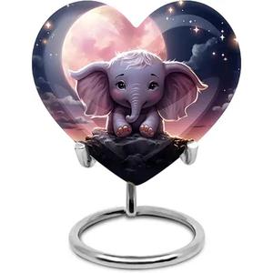 Urna de cremación de recuerdo con acabado de mármol personalizado en forma de corazón con soporte, urnas funerarias de entierro de Metal decoradas - Product Image 5