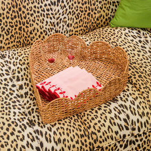 Plateau en rotin festonné coeur en rotin 2024 chaud plateau en rotin naturel pour décor, service de thé, café - Product Image 5