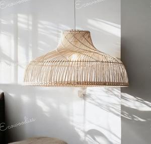 Plafonnier en osier et bambou pour l'intérieur, abat-jour naturel suspendu, abat-jour pour restaurant, abat-jour en osier de créateur - Product Image 1