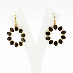 ต่างหูห้อยทรงหยดน้ำประดับด้วยหินคาลเซโดนีสีน้ำเงินทองเหลือง ดีไซน์ทันสมัยสำหรับผู้หญิง ชุบทอง 18K งานแฮนด์เมด เหมาะสำหรับงานแต่งงานและเป็นเครื่องประดับที่โดดเด่น - Product Image 4