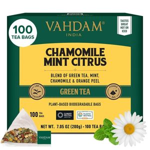 VAHDAM, Chamomile Mint Citrus Green <b>Tea</b> Bags (100 Count) - Product Image 1