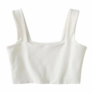 Nouvelle arrivée Respirant Coton Slim Col Carré Sans Manches Sport Casual Crop Débardeurs - Product Image 6