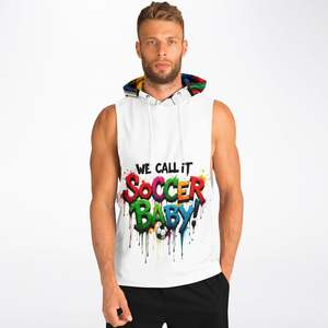 Sweat à capuche en tricot Playful Rebellion avec motif patchwork de texte arc-en-ciel effet gouttelettes - Product Image 3
