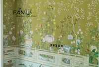 Zhenling Broderie faite à la main Magnolia élégant sur fond d'écran émeraude