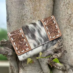 Cartera de piel de vaca auténtica hecha a mano, cartera occidental para tarjetas de crédito, cosida a mano, para mujer - Product Image 3