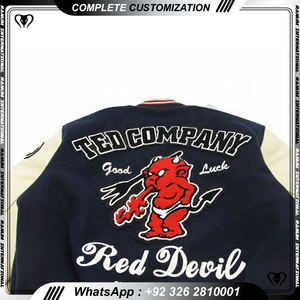 เสื้อแจ็กเก็ตบอมเบอร์กระดุมแถวเดียวสำหรับผู้ชายผ้าปะเย็บปักแบบเรียบสินค้ามาใหม่ - Product Image 3