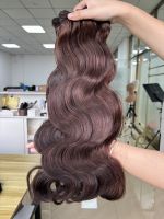 Paquets de vague de corps cambodgiens de couleur chocolat matériaux de cheveux épais pas cassé pas d'emmêlement et perte vendeur de cheveux vierges crus