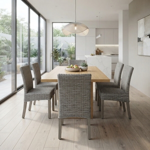 Chaise de jardin en rotin gris tressé à la main, chaise d'appoint haut de gamme en osier pour l'extérieur, siège de patio à dossier haut, élégante, pour jardin, meubles en bois - Product Image 4